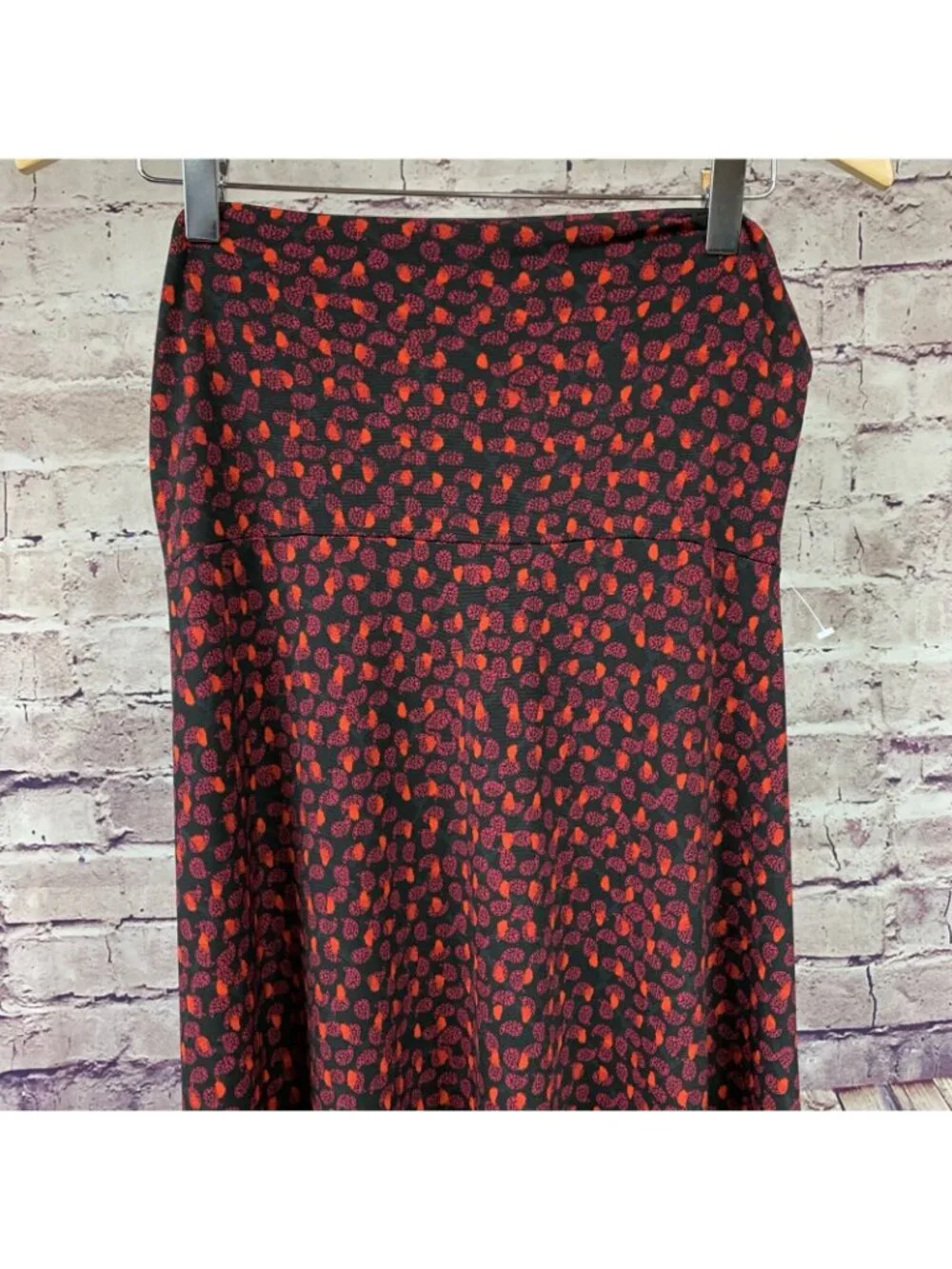 LuLaRoe Red Black Paisley Print Pull On Maxi Skirt